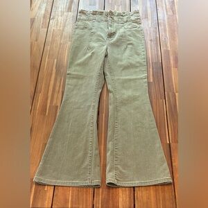 Free People Olive Flare Jeans